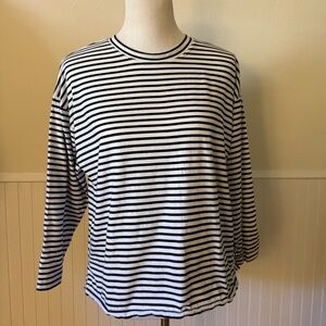 AYR Black and White Striped Long Sleeve Shirt S
